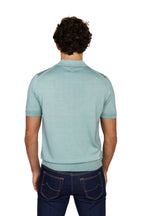 CANALI | Wool-Silk Knitted Polo | Sea Foam