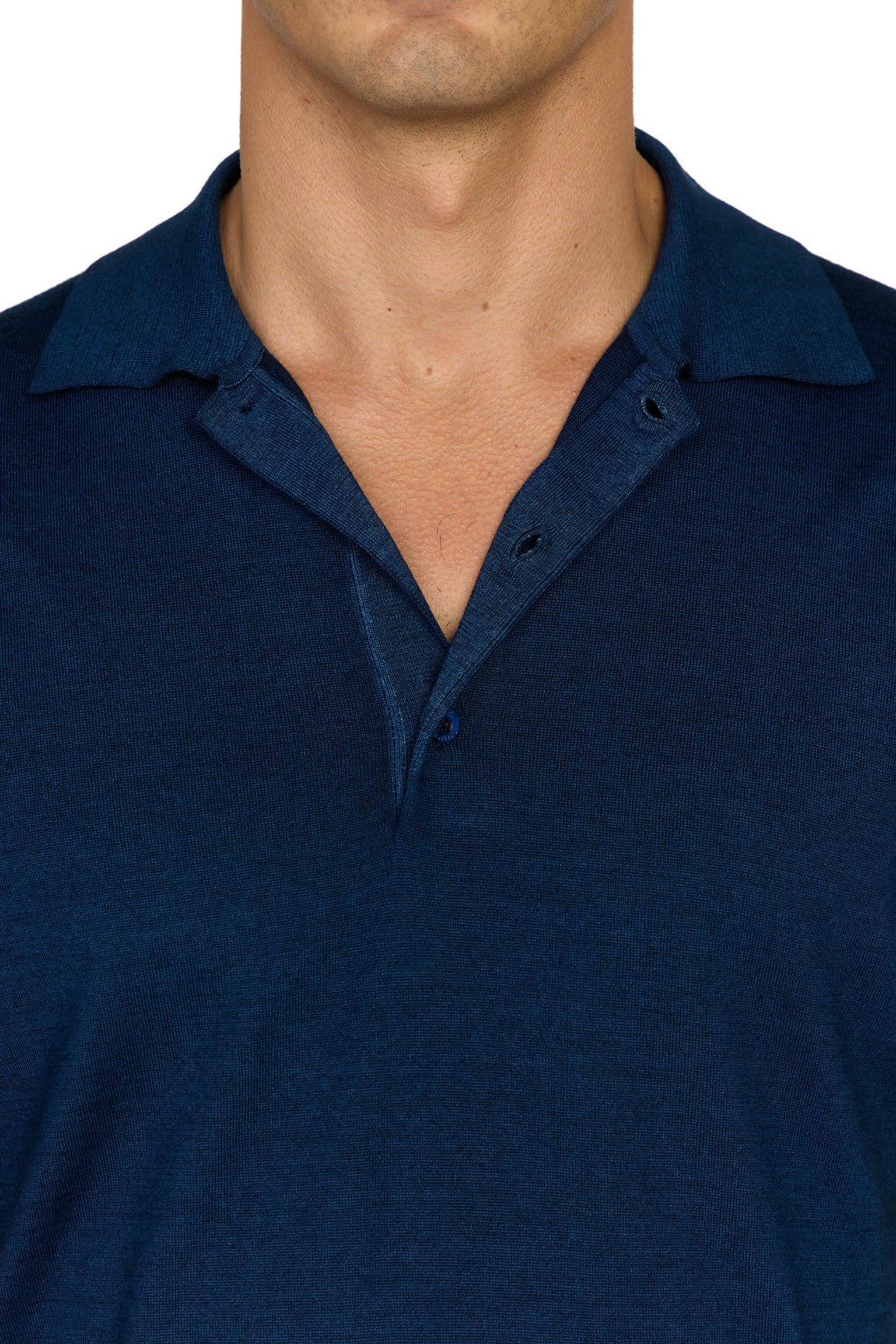 CANALI | Wool-Silk Knitted Polo | Dark Blue