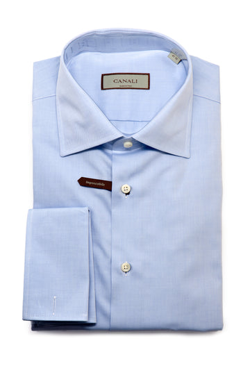 CANALI | French Cuff Fine Twill Shirt | Blue