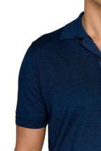 CANALI | Wool-Silk Knitted Polo | Dark Blue