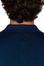 CANALI | Wool-Silk Knitted Polo | Dark Blue