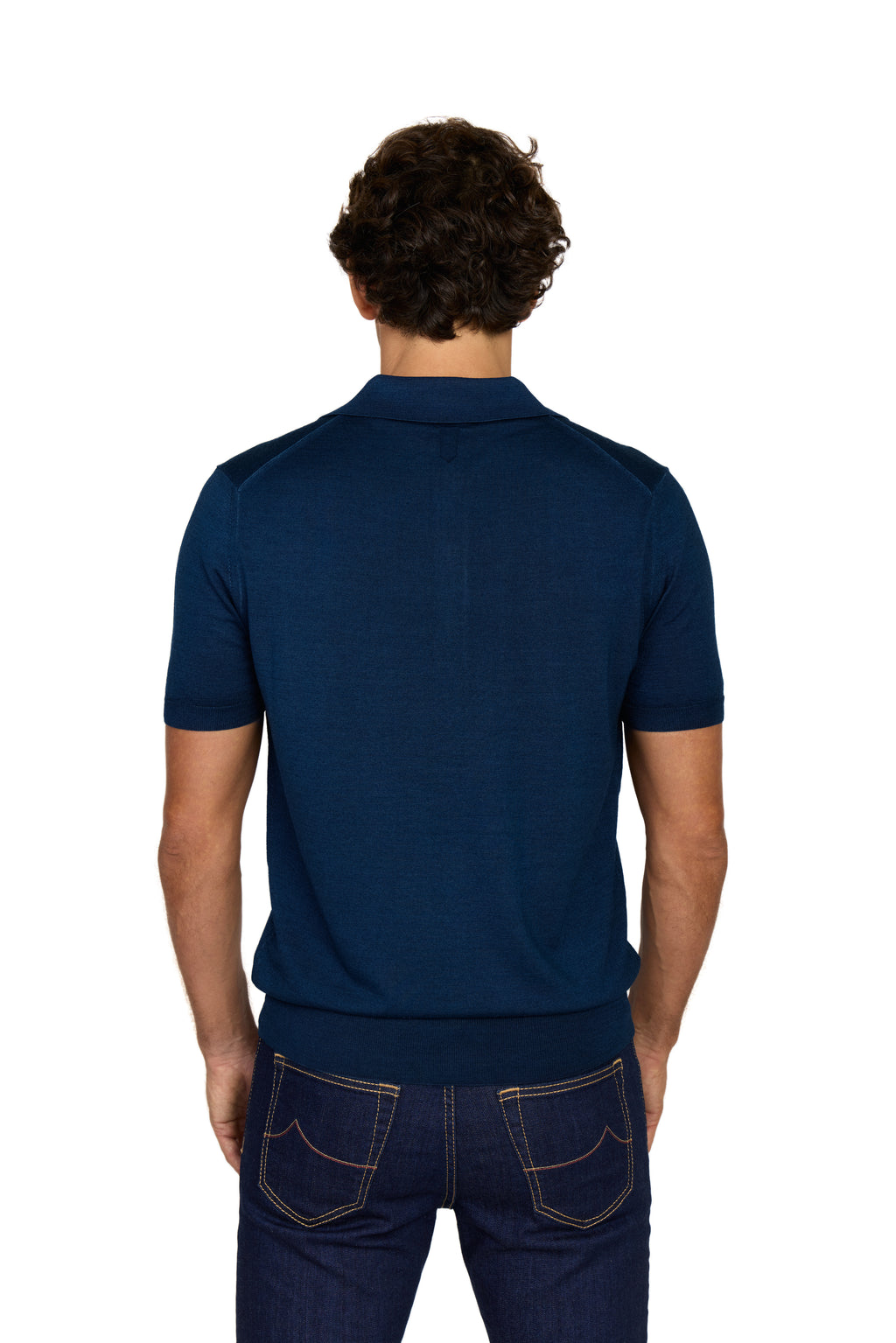 CANALI | Wool-Silk Knitted Polo | Dark Blue