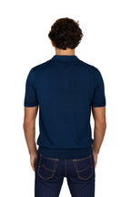CANALI | Wool-Silk Knitted Polo | Dark Blue