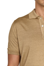 CANALI | Wool-Silk Knitted Polo | Tan