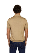 CANALI | Wool-Silk Knitted Polo | Tan