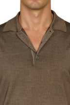 CANALI | Wool-Silk Knitted Polo | Brown
