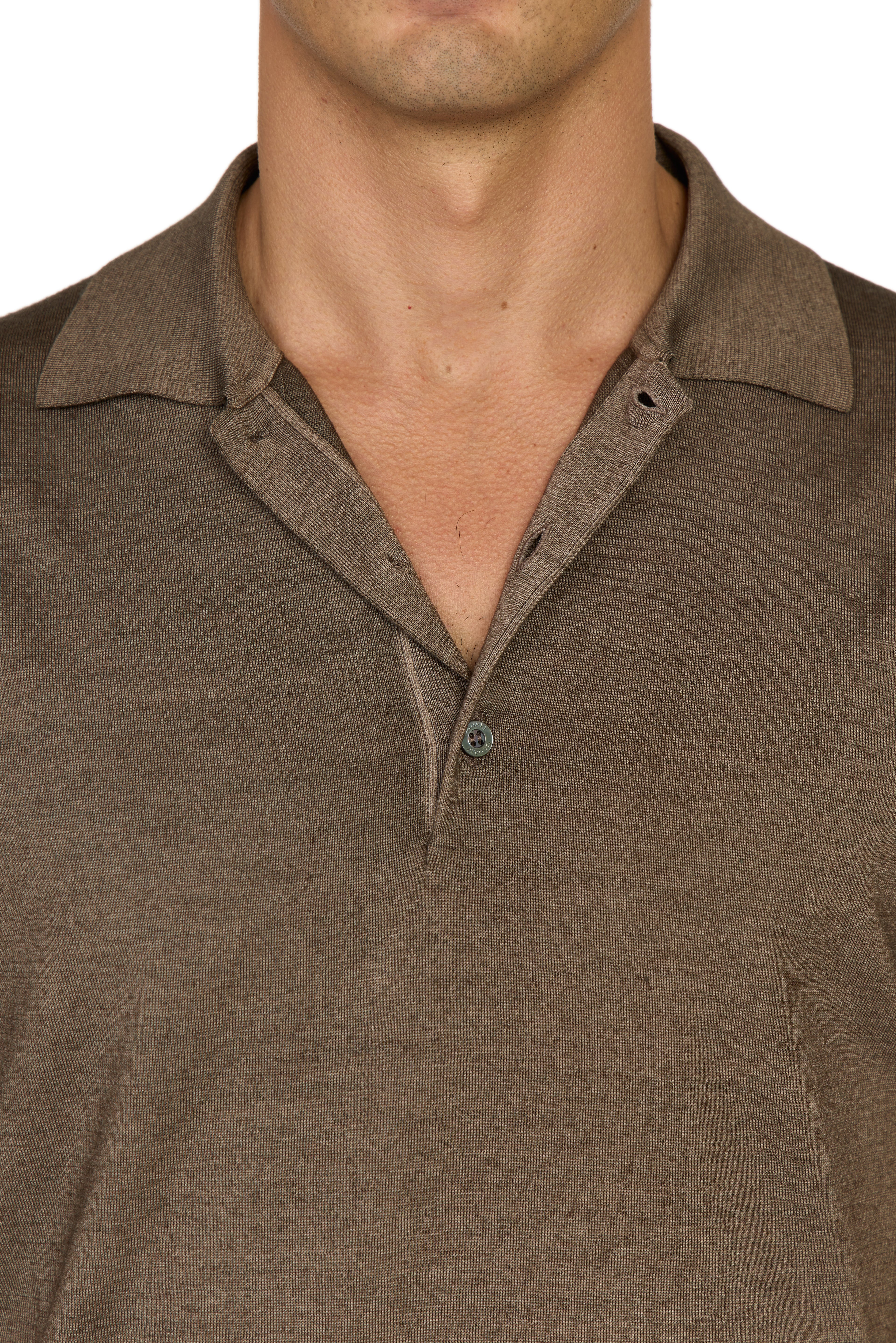 CANALI | Wool-Silk Knitted Polo | Brown