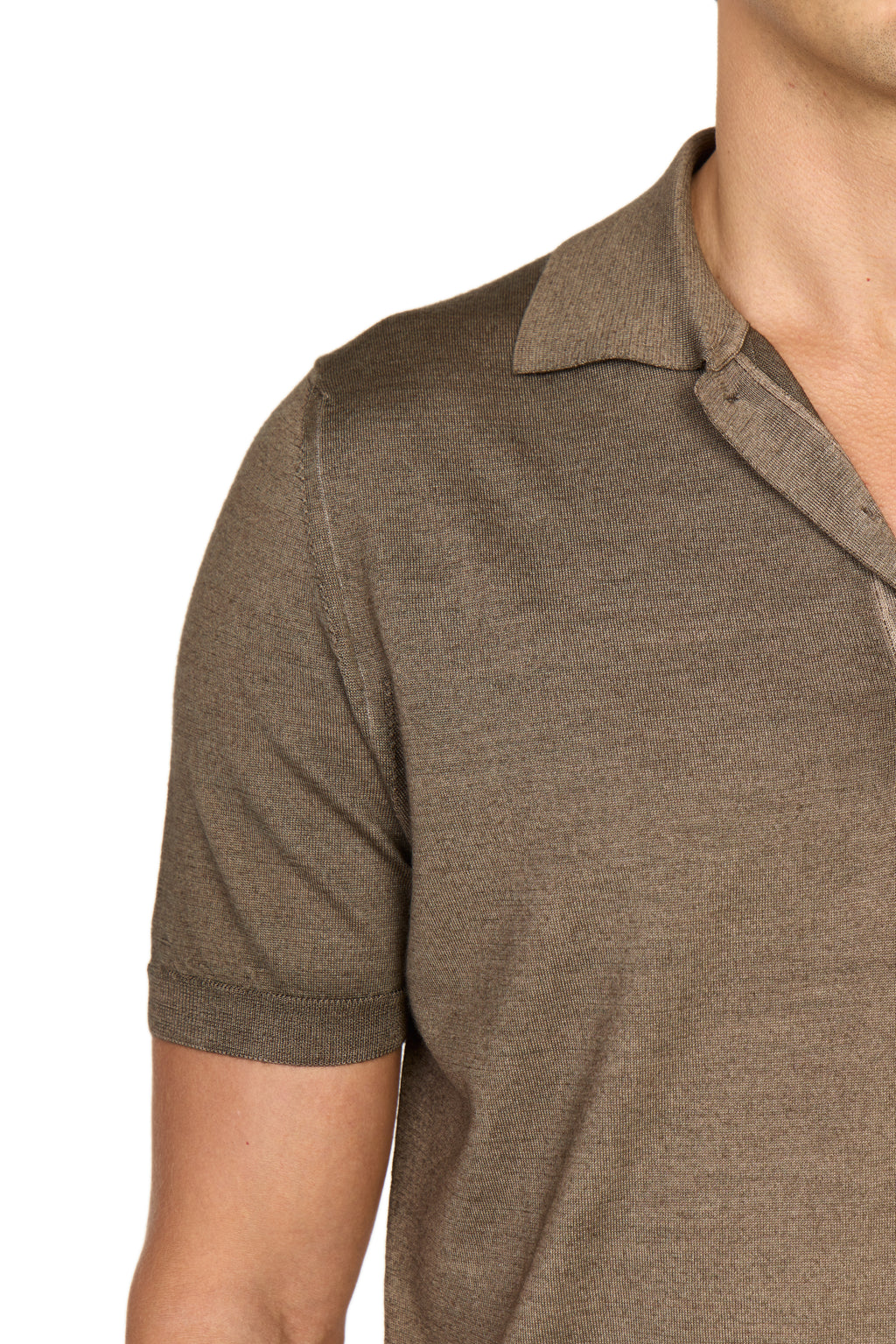 CANALI | Wool-Silk Knitted Polo | Brown