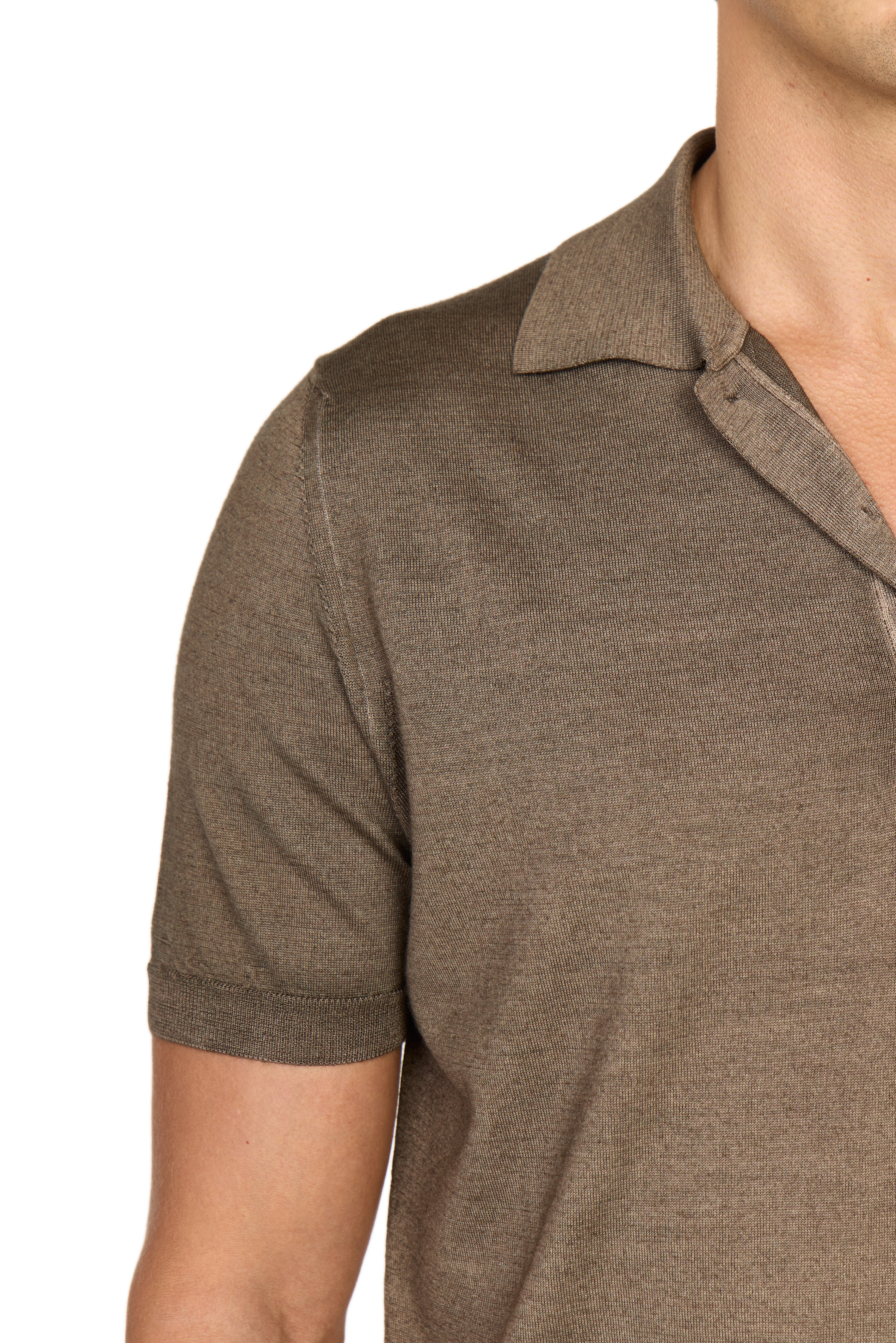 CANALI | Wool-Silk Knitted Polo | Brown
