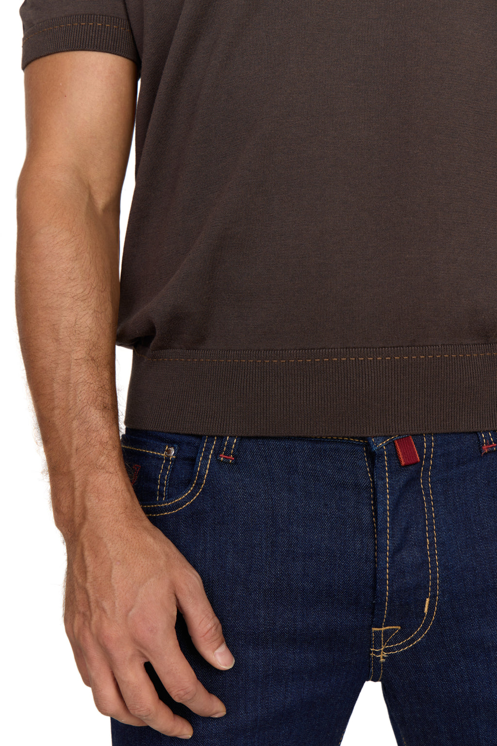 CANALI | Polo With Contrast Stitch | Dark Brown