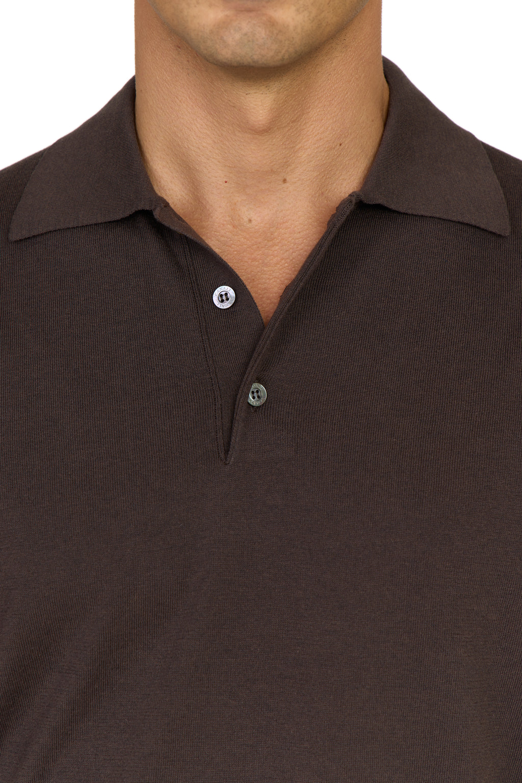 CANALI | Polo With Contrast Stitch | Dark Brown