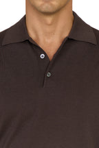 CANALI | Polo With Contrast Stitch | Dark Brown