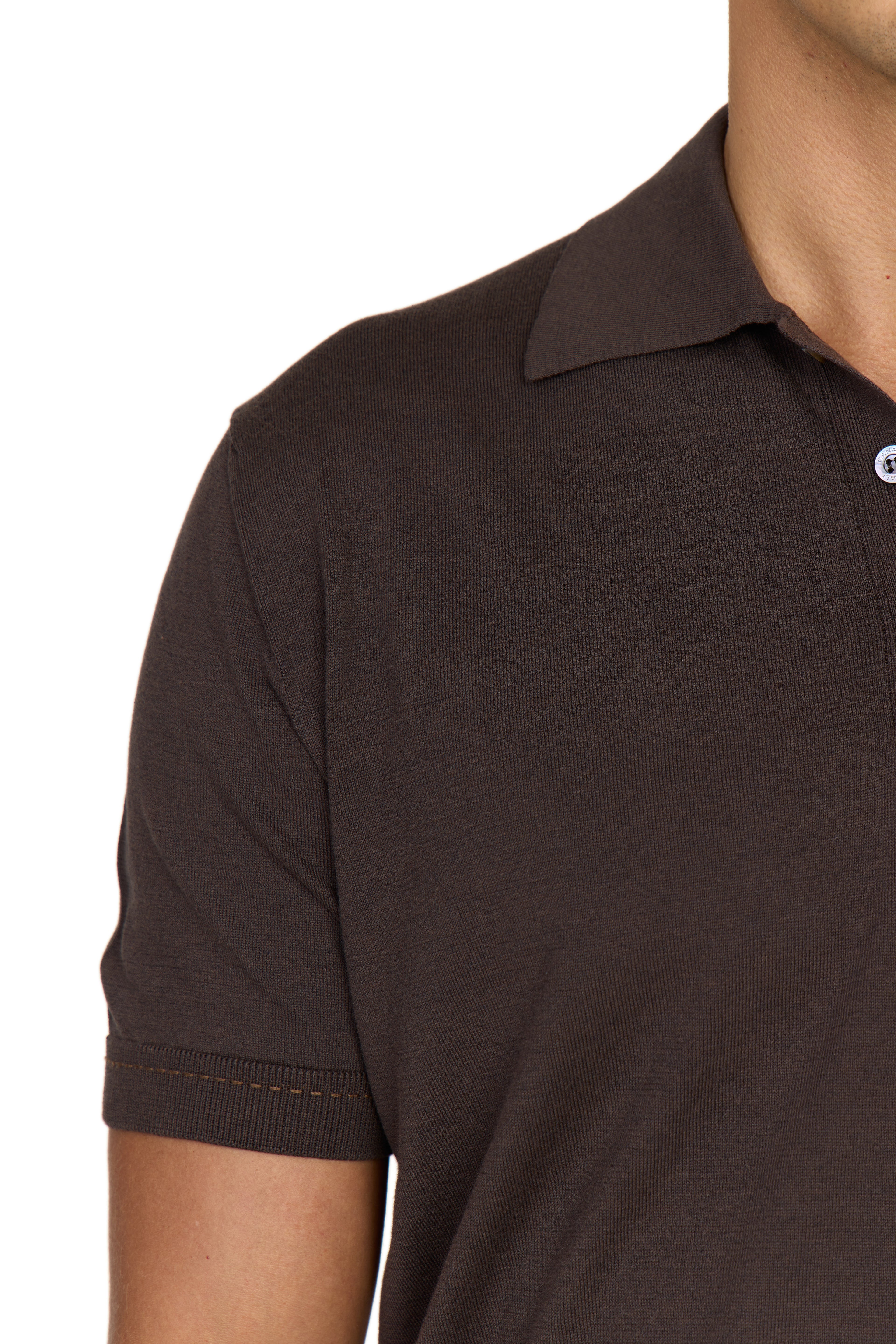 CANALI | Polo With Contrast Stitch | Dark Brown