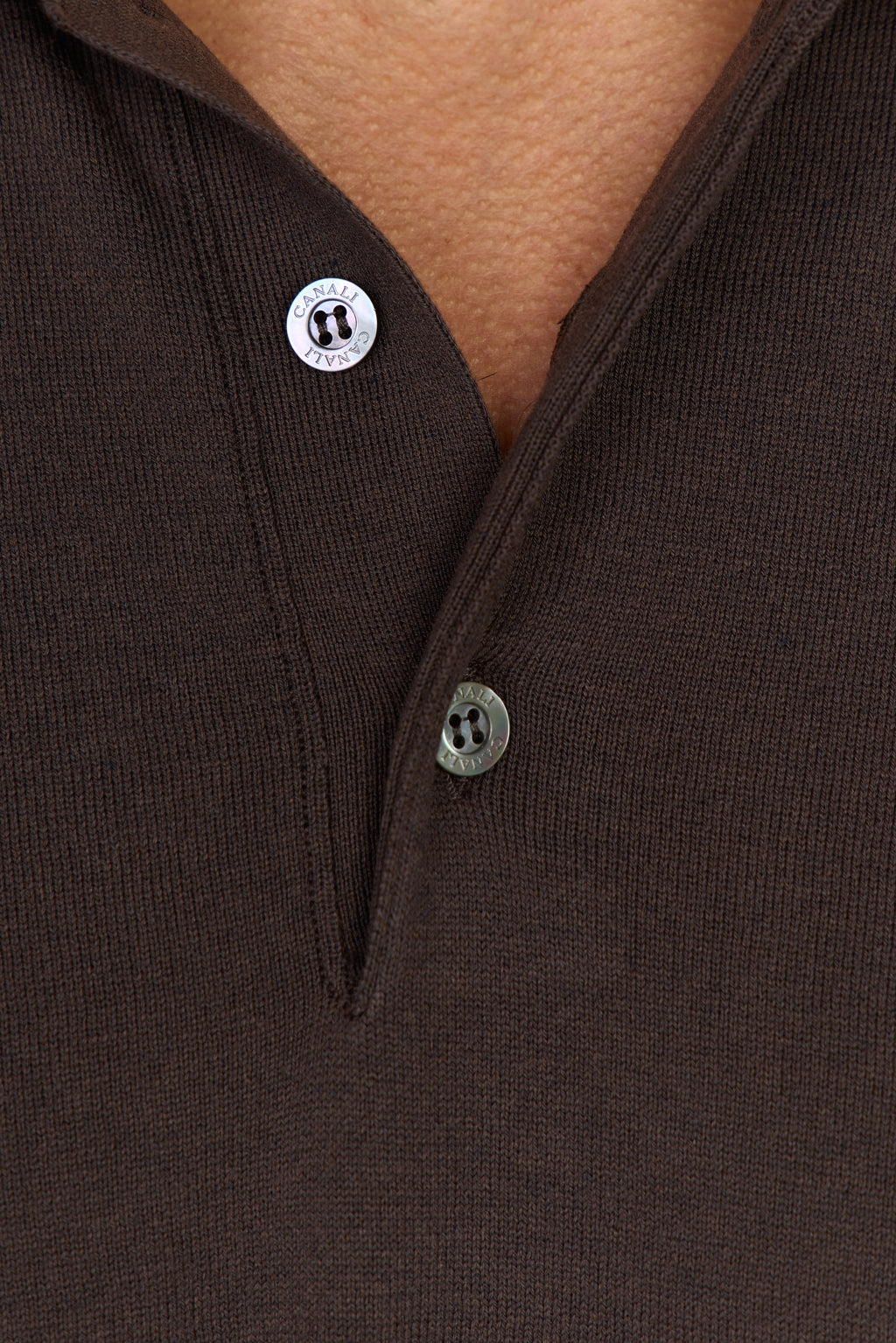 CANALI | Polo With Contrast Stitch | Dark Brown