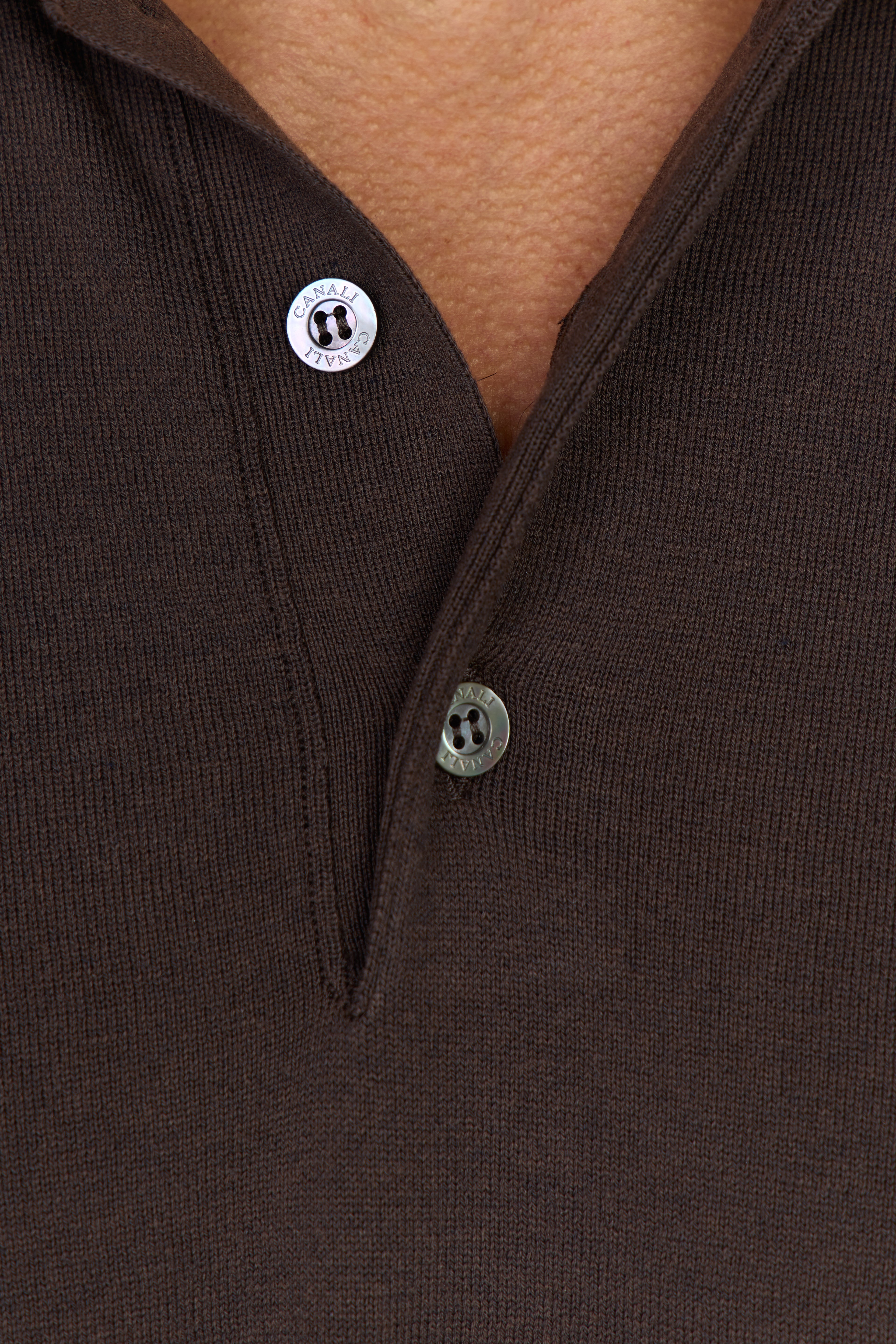CANALI | Polo With Contrast Stitch | Dark Brown