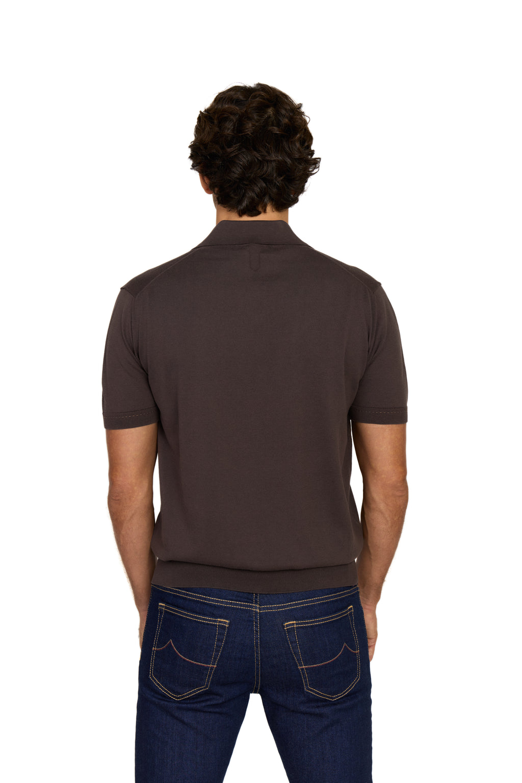 CANALI | Polo With Contrast Stitch | Dark Brown