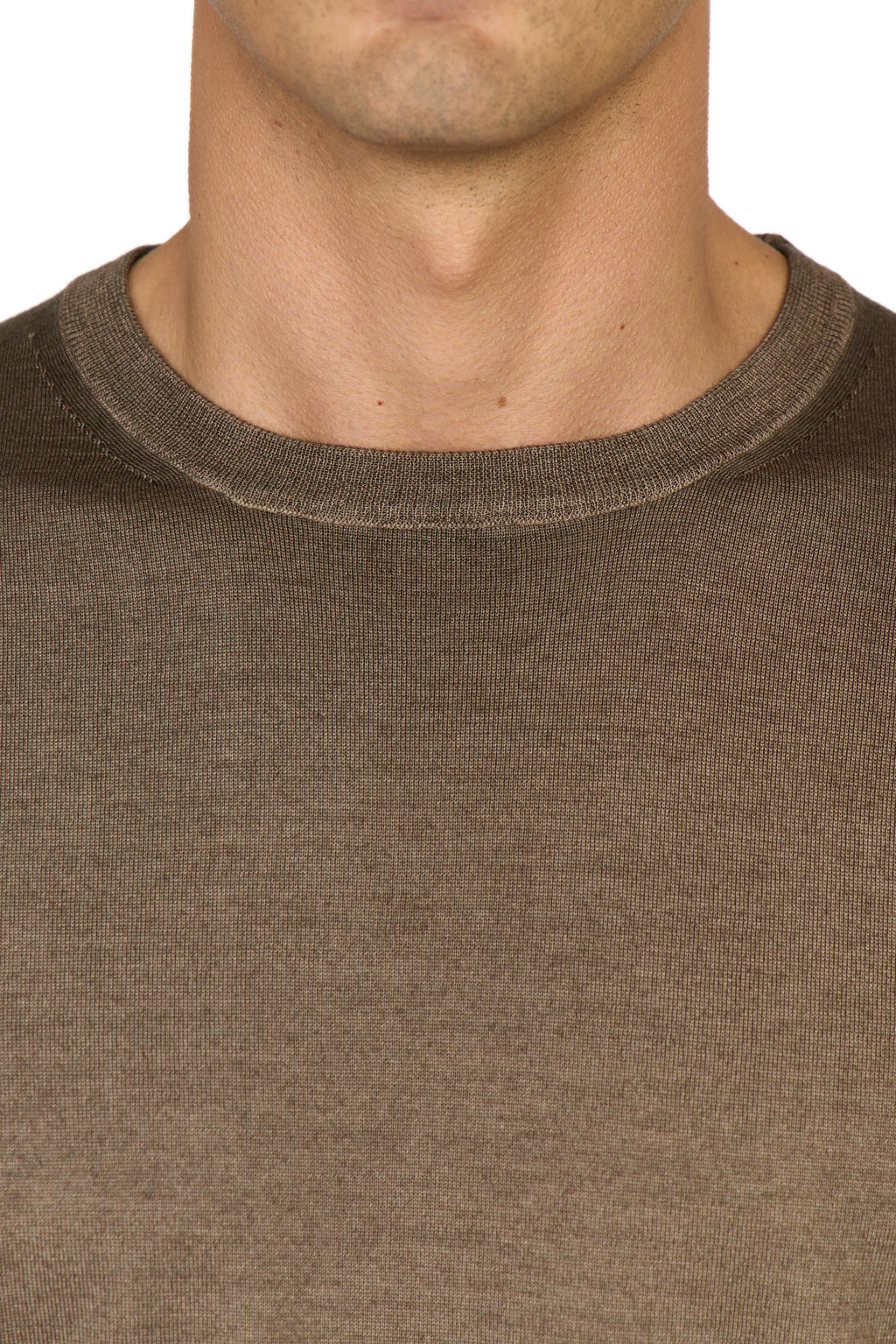 CANALI | Exclusive Wool-Silk Crew Neck Knit | Brown