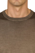 CANALI | Exclusive Wool-Silk Crew Neck Knit | Brown