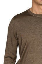CANALI | Exclusive Wool-Silk Crew Neck Knit | Brown