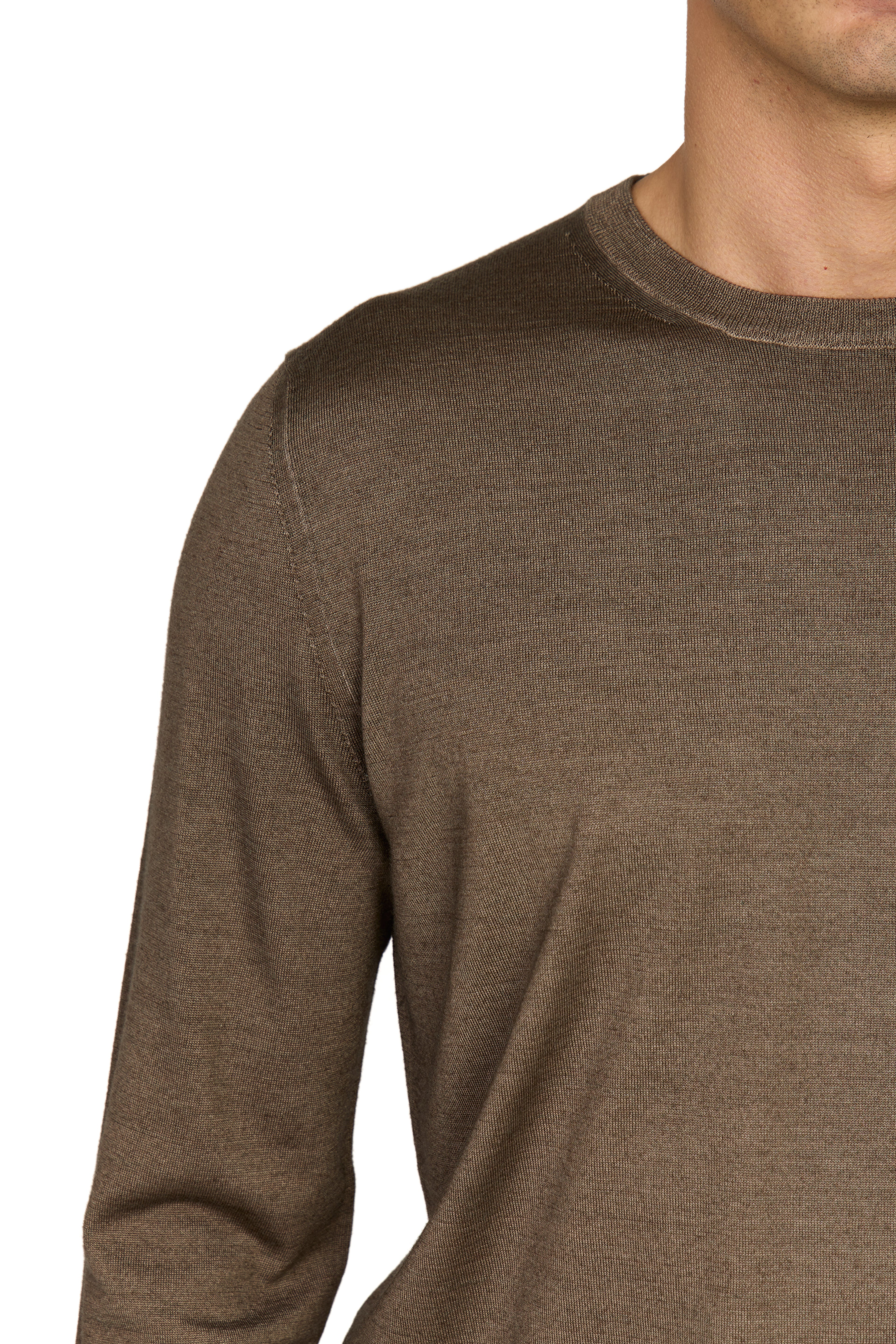 CANALI | Exclusive Wool-Silk Crew Neck Knit | Brown