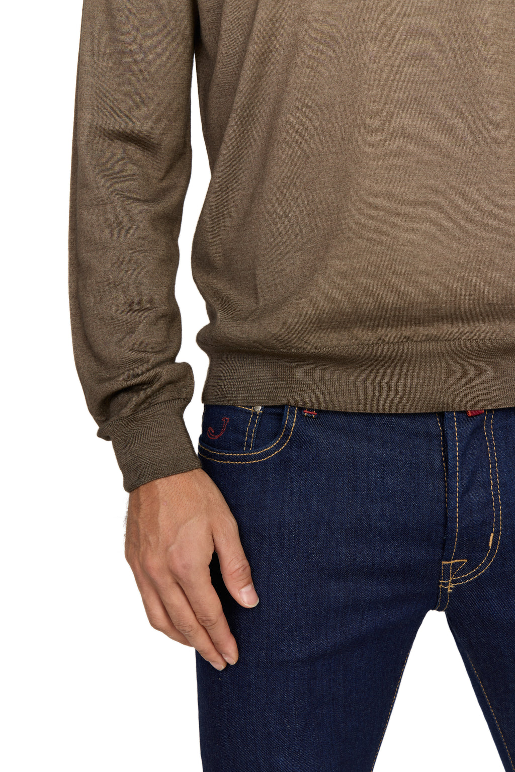 CANALI | Exclusive Wool-Silk Crew Neck Knit | Brown