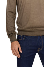 CANALI | Exclusive Wool-Silk Crew Neck Knit | Brown