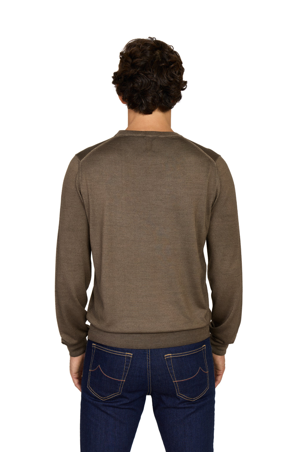 CANALI | Exclusive Wool-Silk Crew Neck Knit | Brown