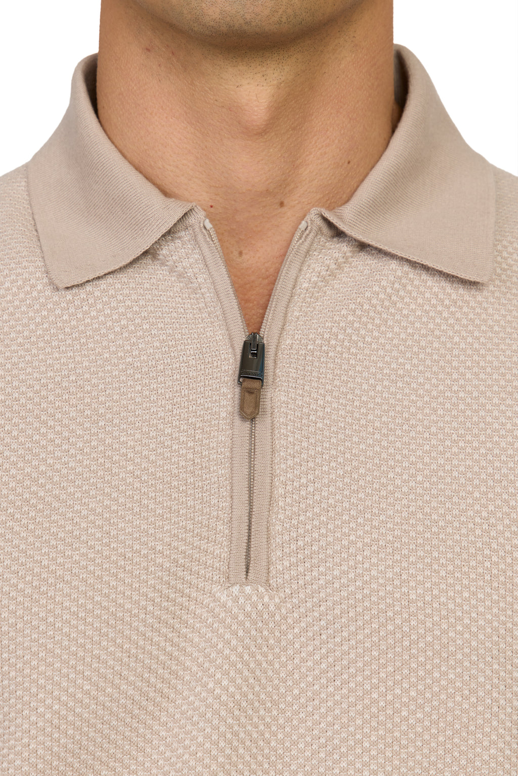 CANALI | Zip Polo Patterned Front | Light Brown