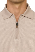 CANALI | Zip Polo Patterned Front | Light Brown