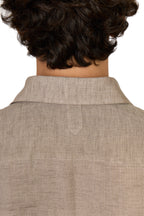 CANALI | Linen Shirt With Placket | Brown