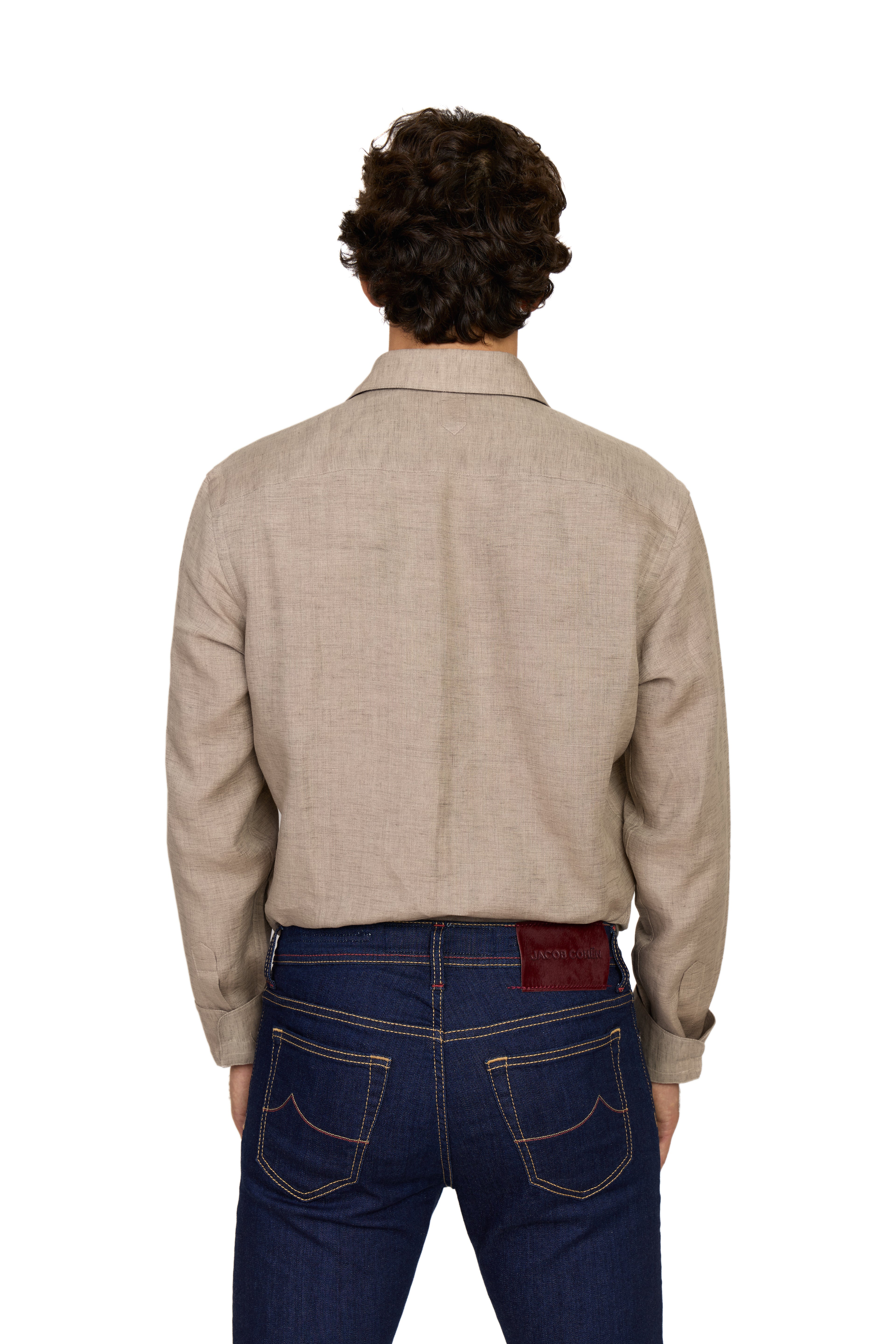 CANALI | Linen Shirt With Placket | Brown
