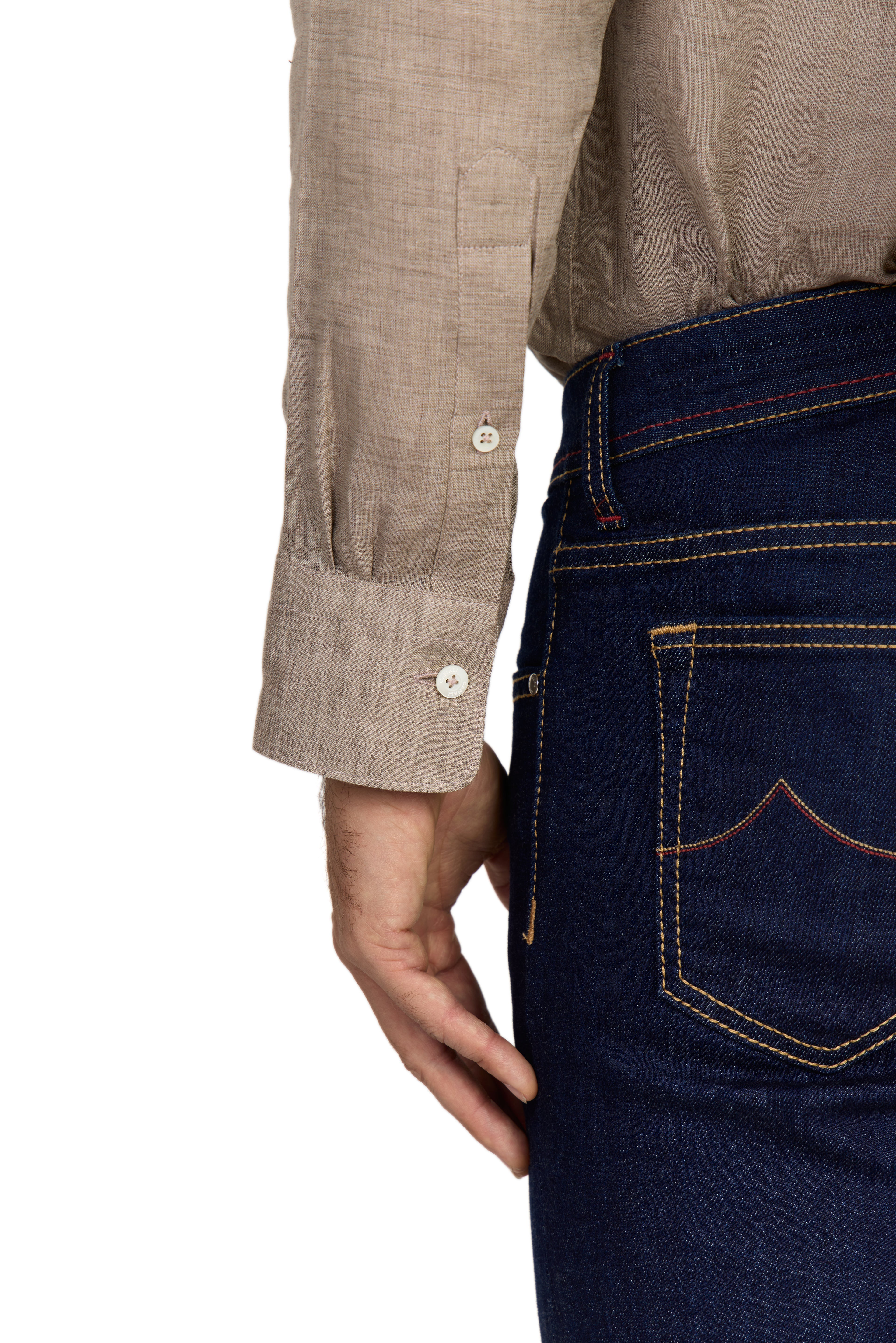 CANALI | Linen Shirt With Placket | Brown