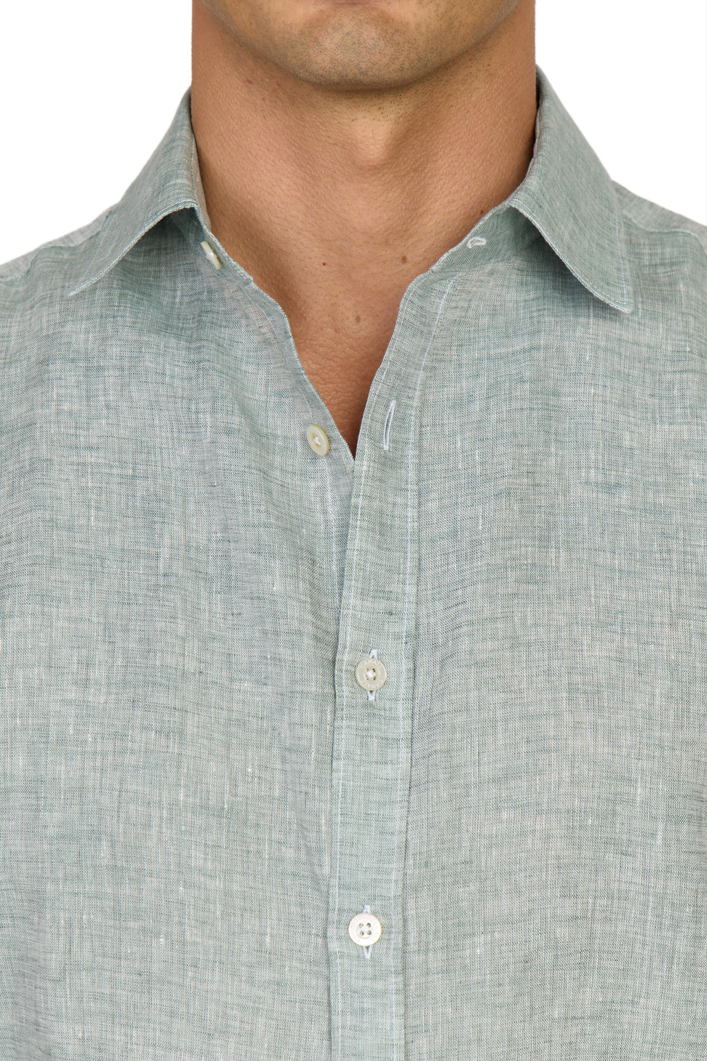 CANALI | Linen Shirt With Placket | Green