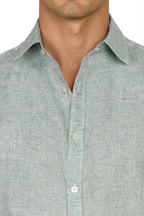 CANALI | Linen Shirt With Placket | Green
