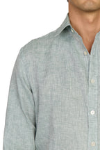 CANALI | Linen Shirt With Placket | Green