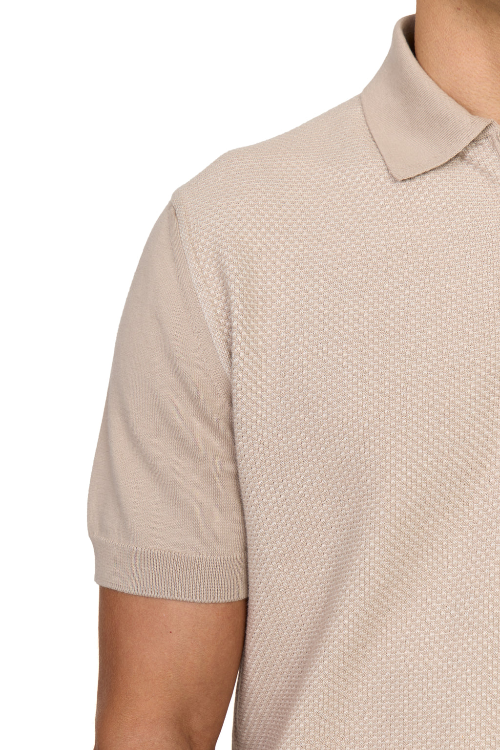 CANALI | Zip Polo Patterned Front | Light Brown