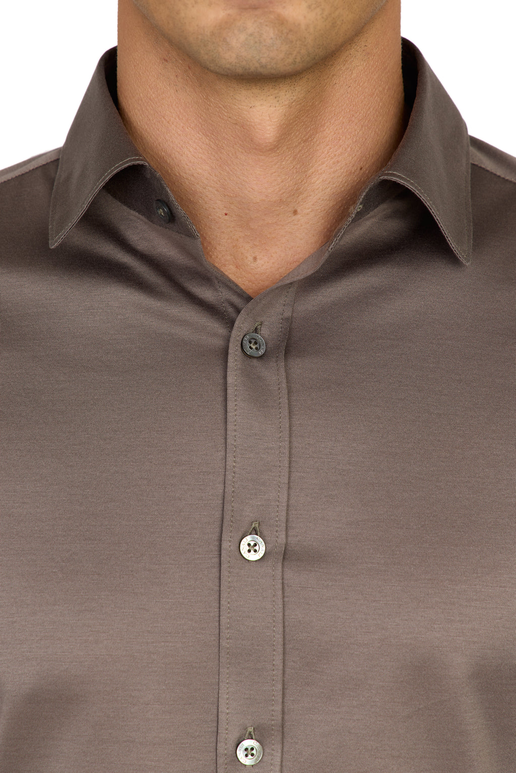 CANALI | Jersey Shirt With Placket | Latte