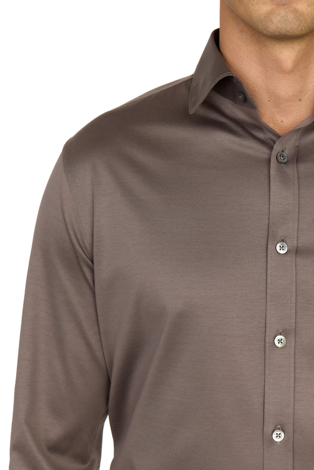 CANALI | Jersey Shirt With Placket | Latte