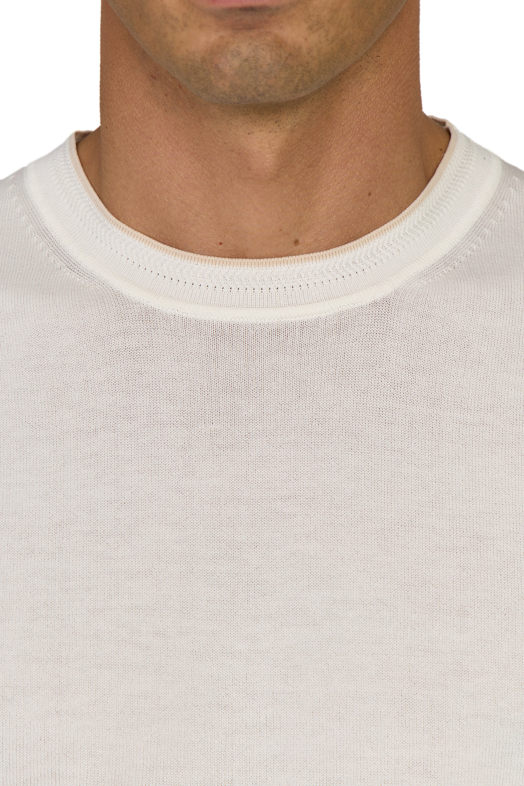 CANALI | Knit Tee With Collar Contrast | White