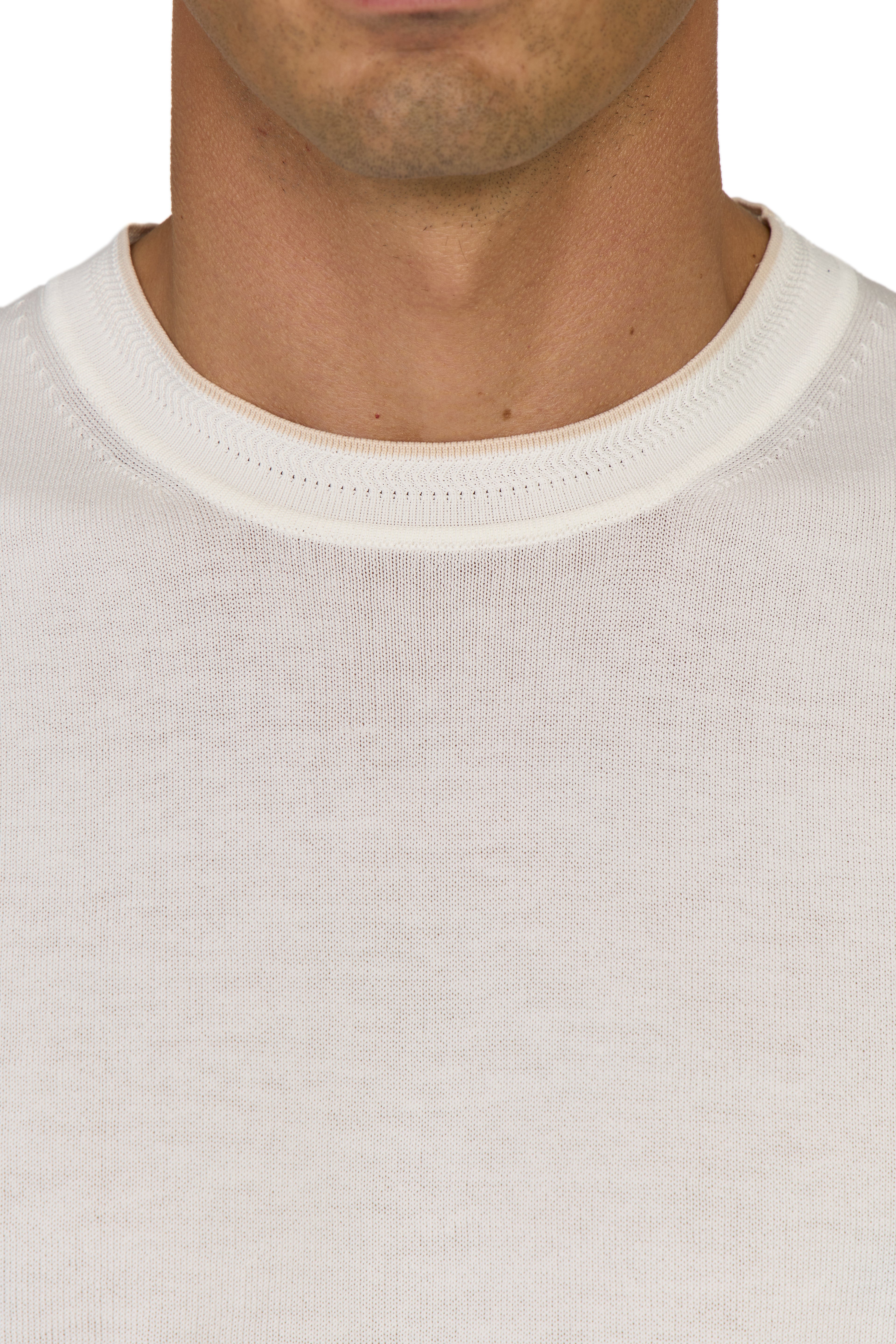 CANALI | Knit Tee With Collar Contrast | White