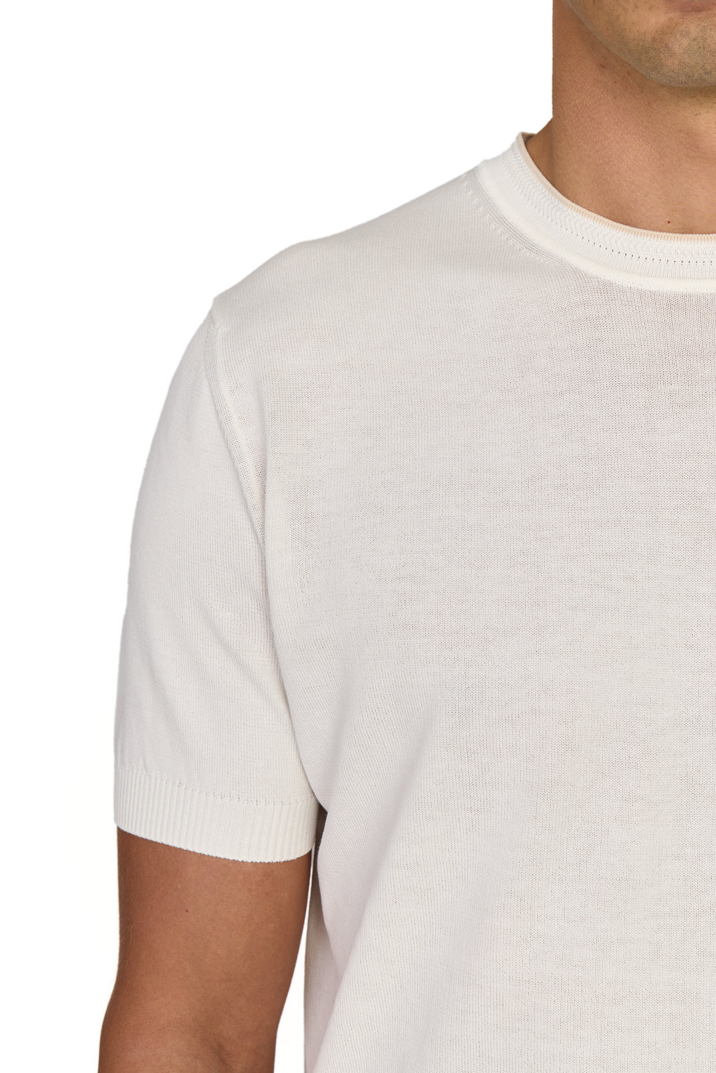 CANALI | Knit Tee With Collar Contrast | White