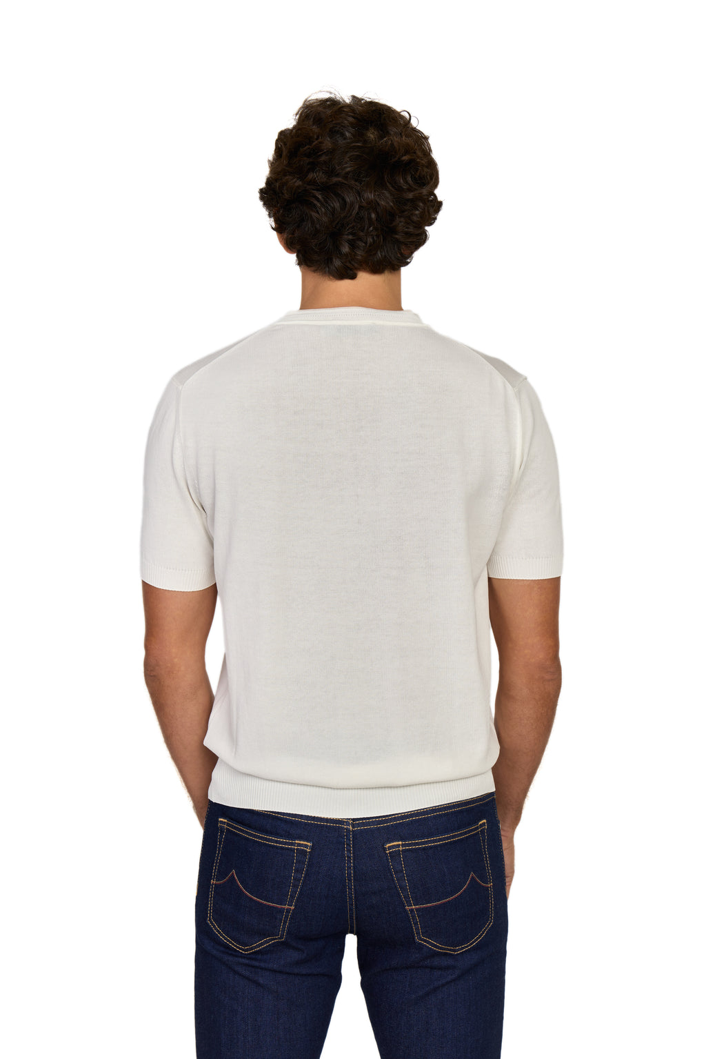 CANALI | Knit Tee With Collar Contrast | White