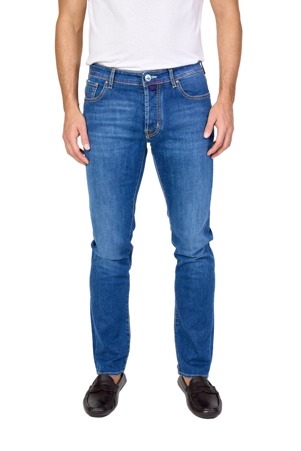 JACOB COHEN | Resort Bard Jeans With Embroidered Hotel Patch | Mid-Denim