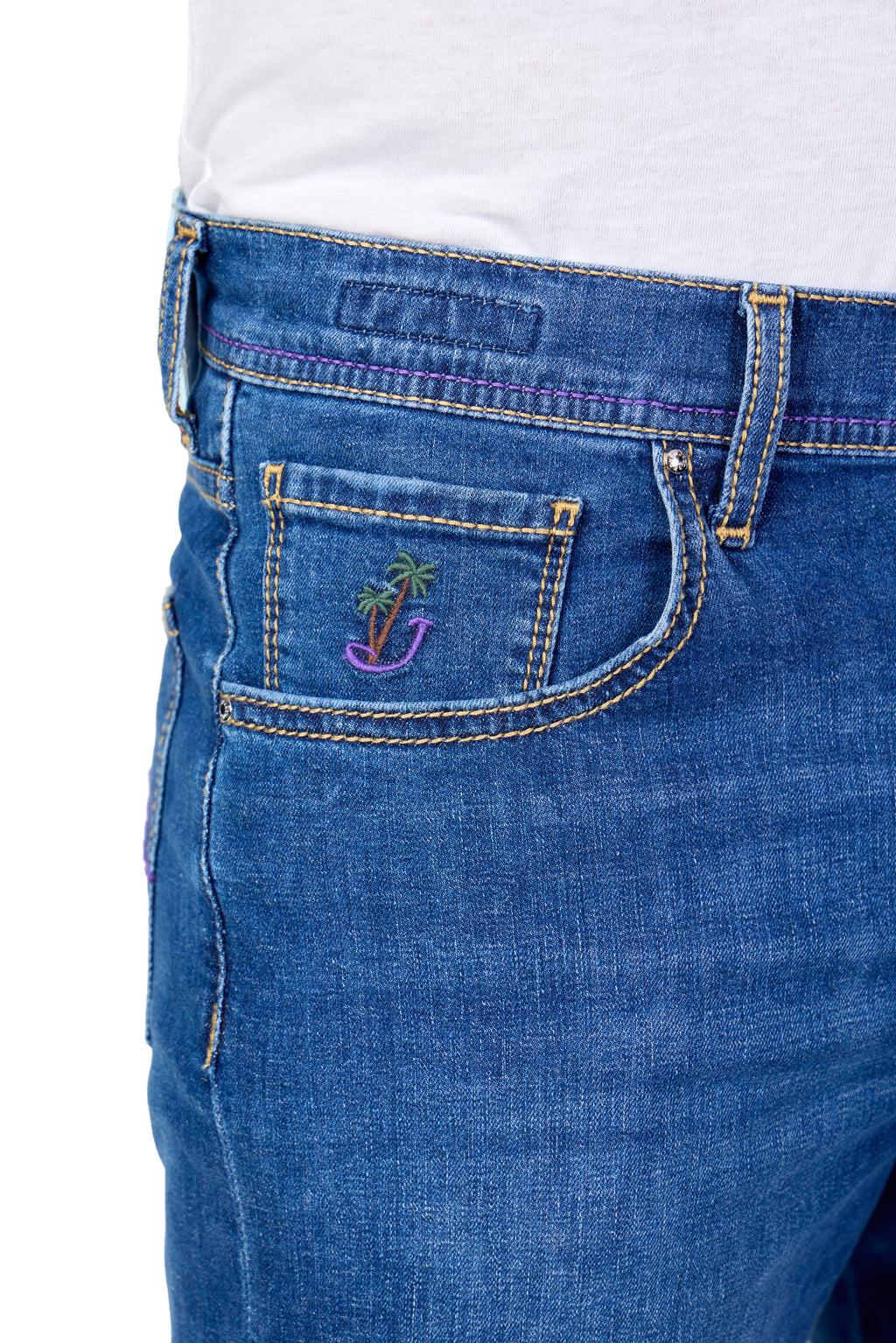JACOB COHEN | Resort Nicolas Shorts With Embroidered Hotel Patch | Denim