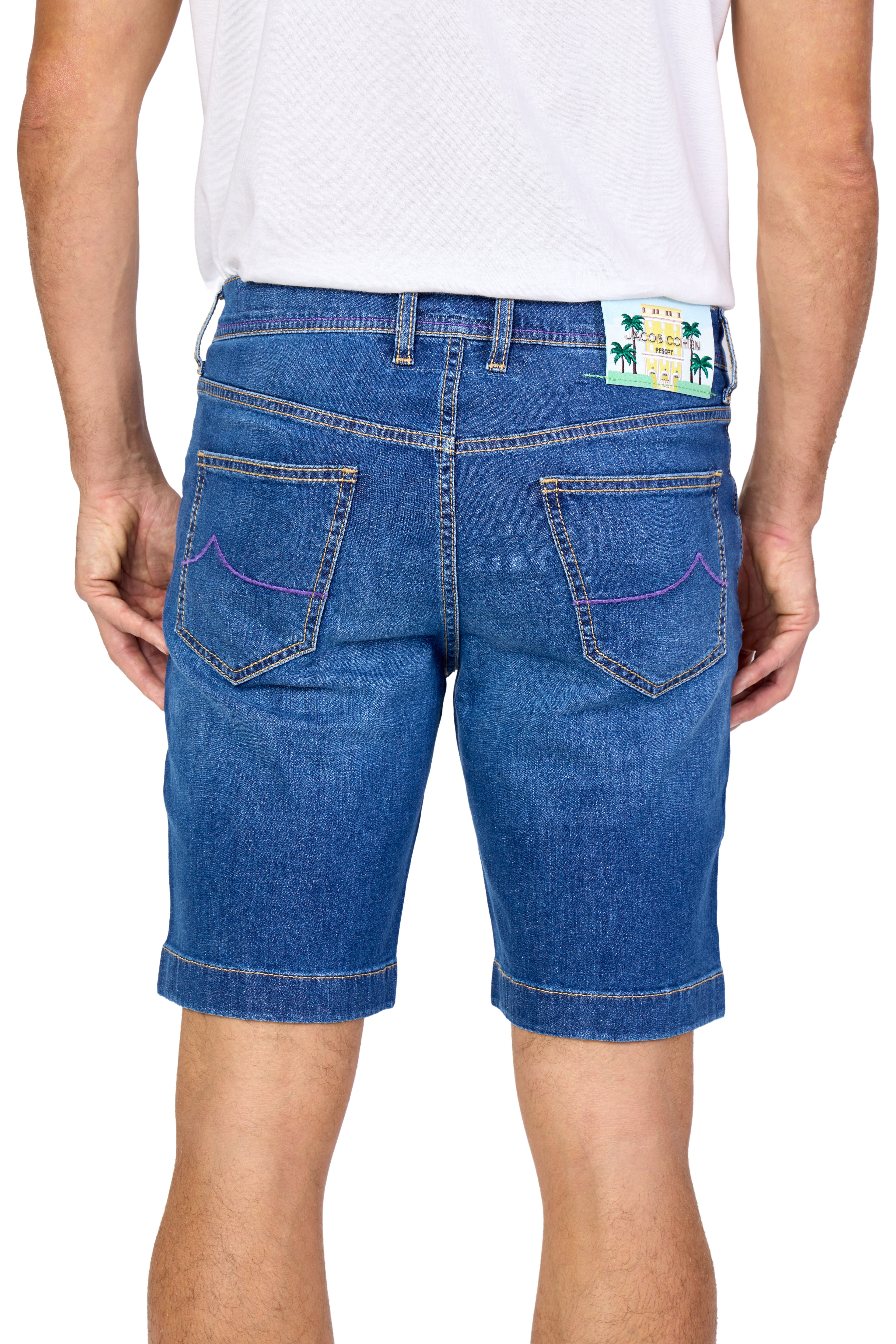 JACOB COHEN | Resort Nicolas Shorts With Embroidered Hotel Patch | Denim