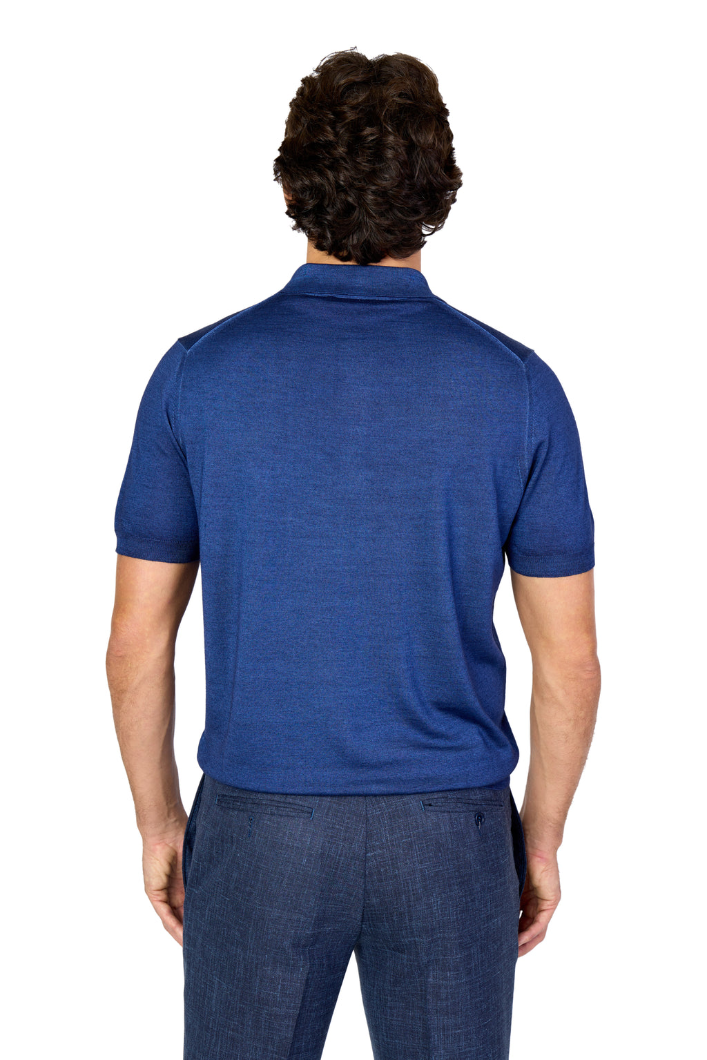 CANALI | Wool-Silk Knitted Polo | Dark Blue