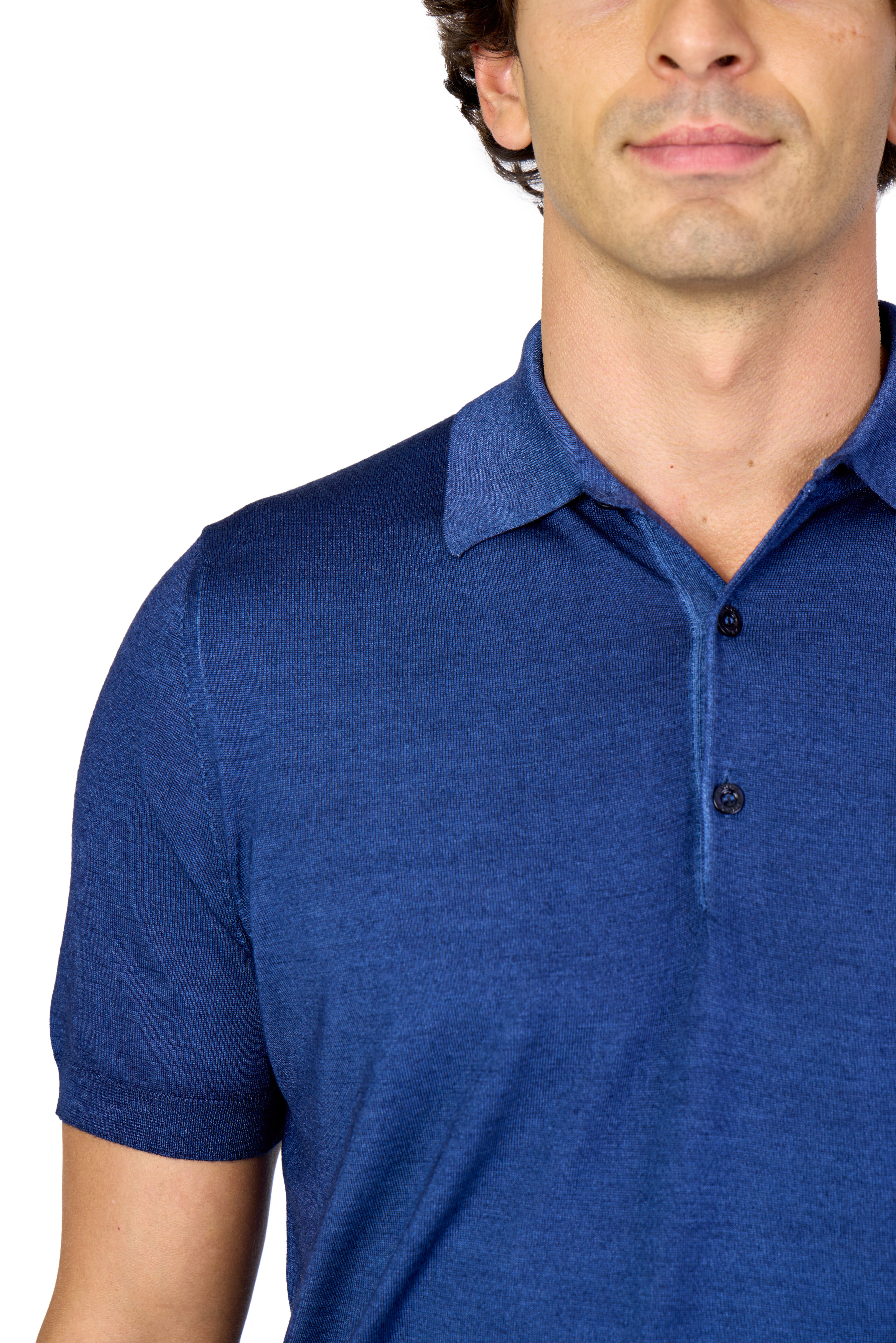 CANALI | Wool-Silk Knitted Polo | Dark Blue