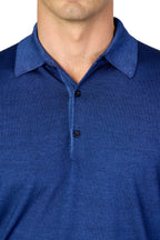 CANALI | Wool-Silk Knitted Polo | Dark Blue