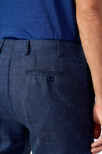 CANALI | 1 Pleat Wool, Silk & Linen Trousers | Dark Blue