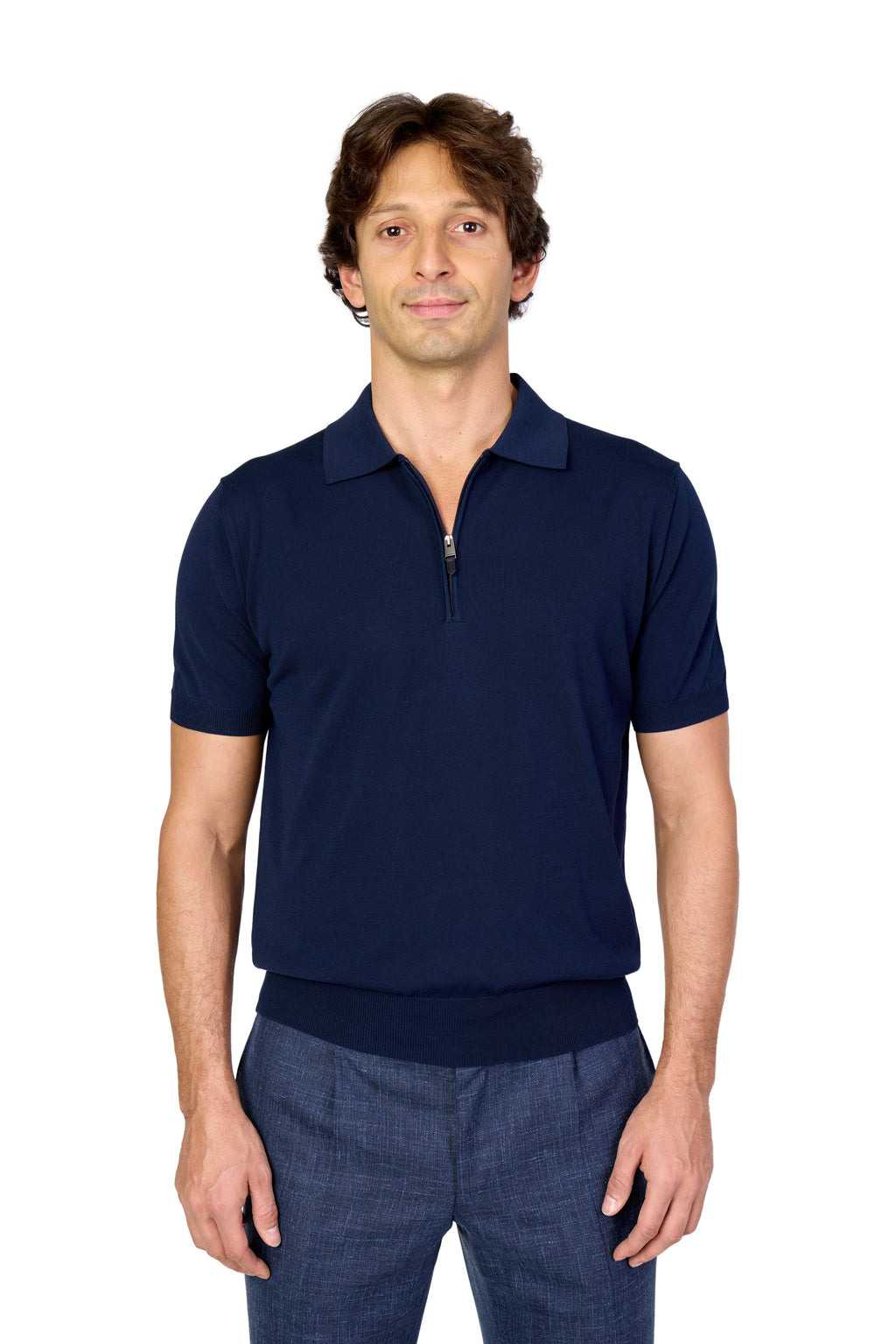 CANALI | Zip Neck Polo | Navy